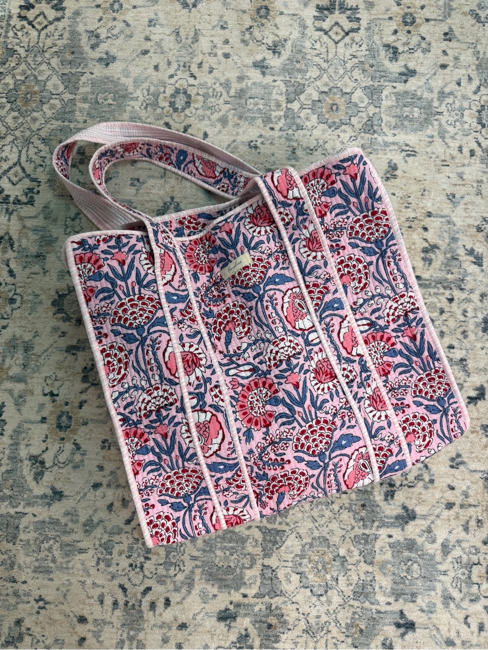 Farylina Elegant Pink Floral Tote Bag